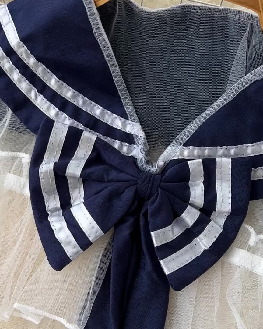 Sailor Tease Mesh Three Piece Lingerie