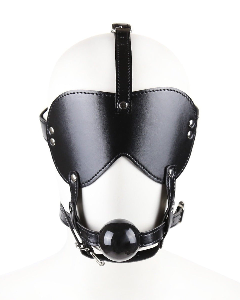 Blind Trust Gag Leather Bondage Mask with Ball Gag & Blindfold