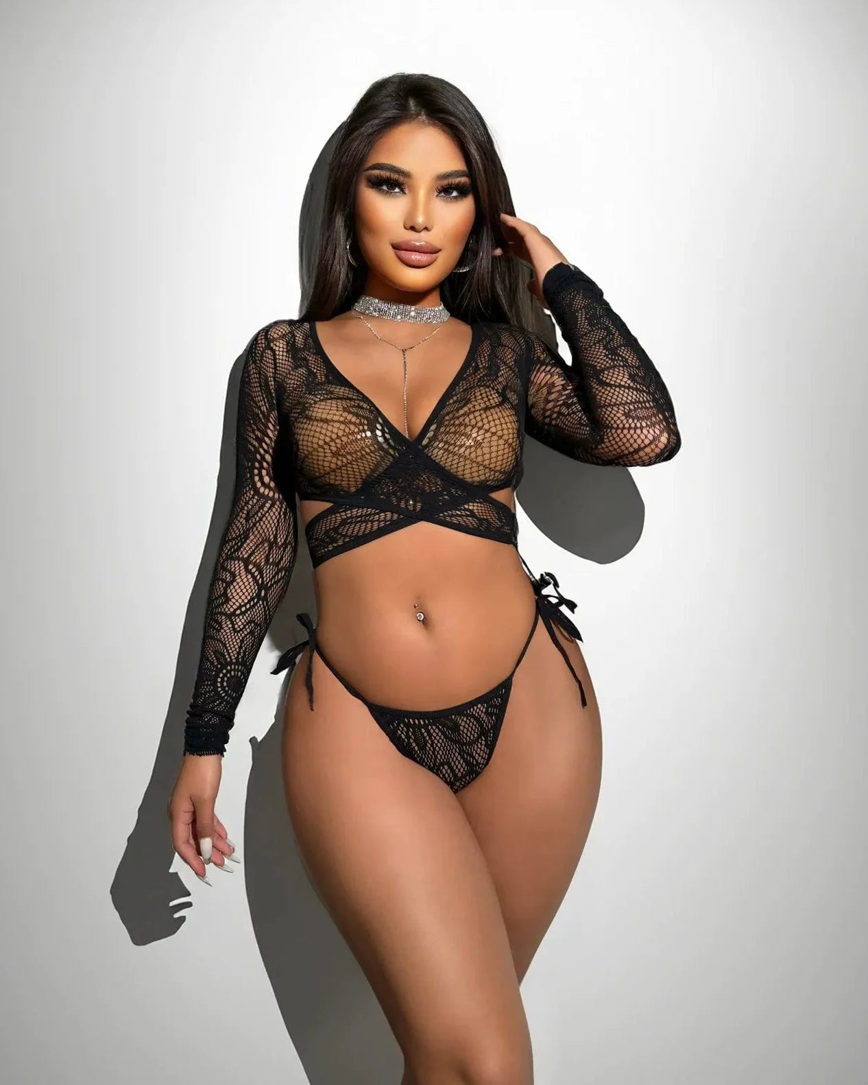 Confidently Controversial Lace Tie-Side Bodystocking