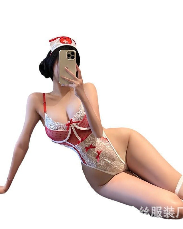 E-Girl Allure Nurse Lace Bodysuit Lingerie