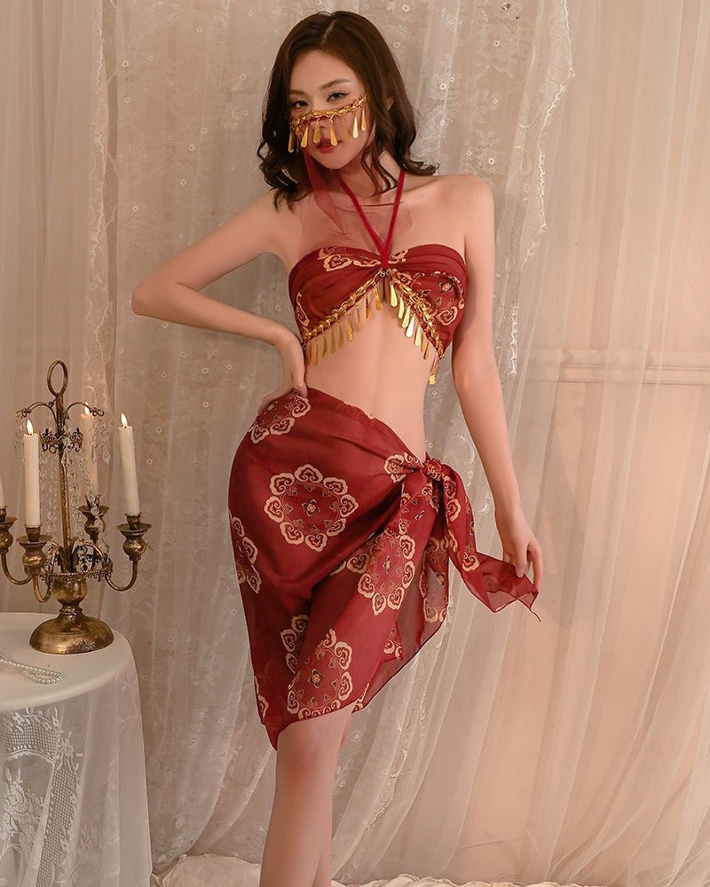 Exotic Enchantment Sheer Belly Dance-Inspired Lingerie Set