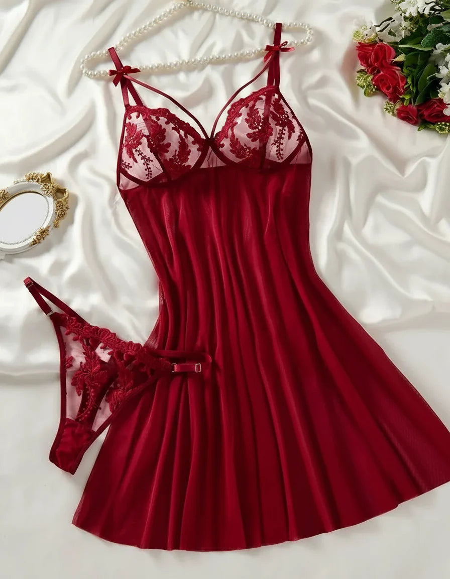 High Stakes Seductress Sheer Lace Babydoll Lingerie