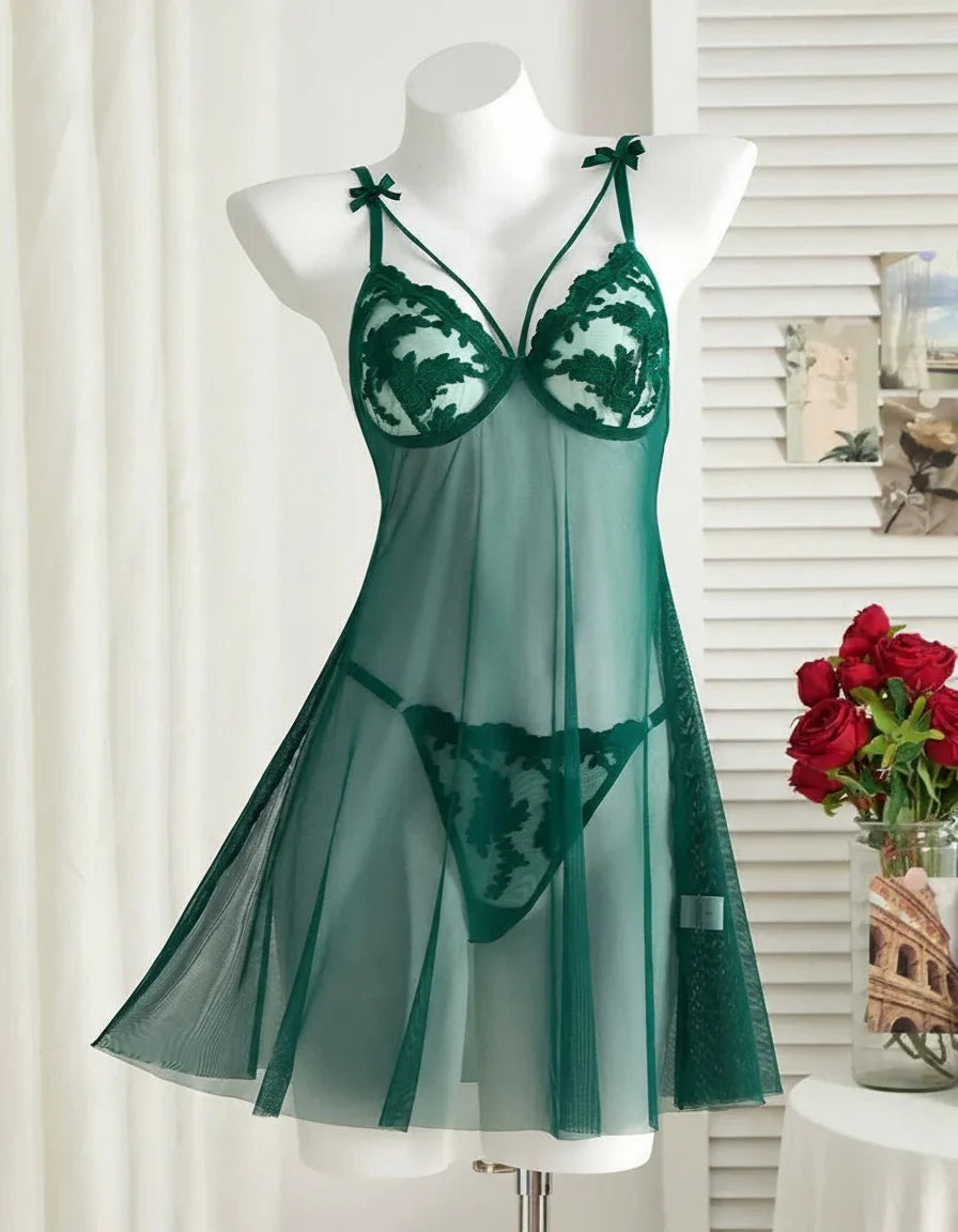 High Stakes Seductress Sheer Lace Babydoll Lingerie