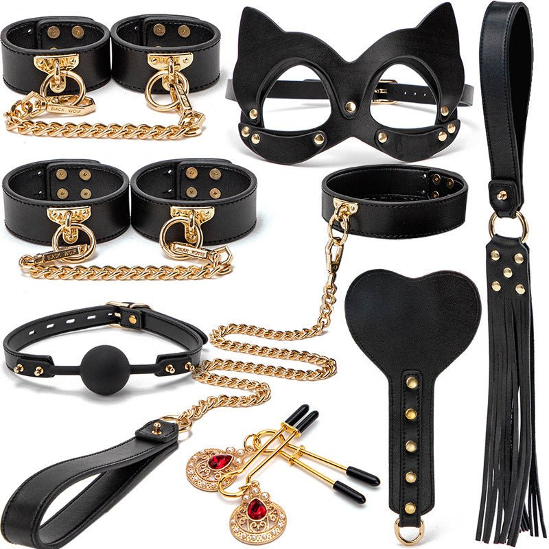 Luxury Black & Gold BDSM Fantasy Kit – 9 -Piece Set