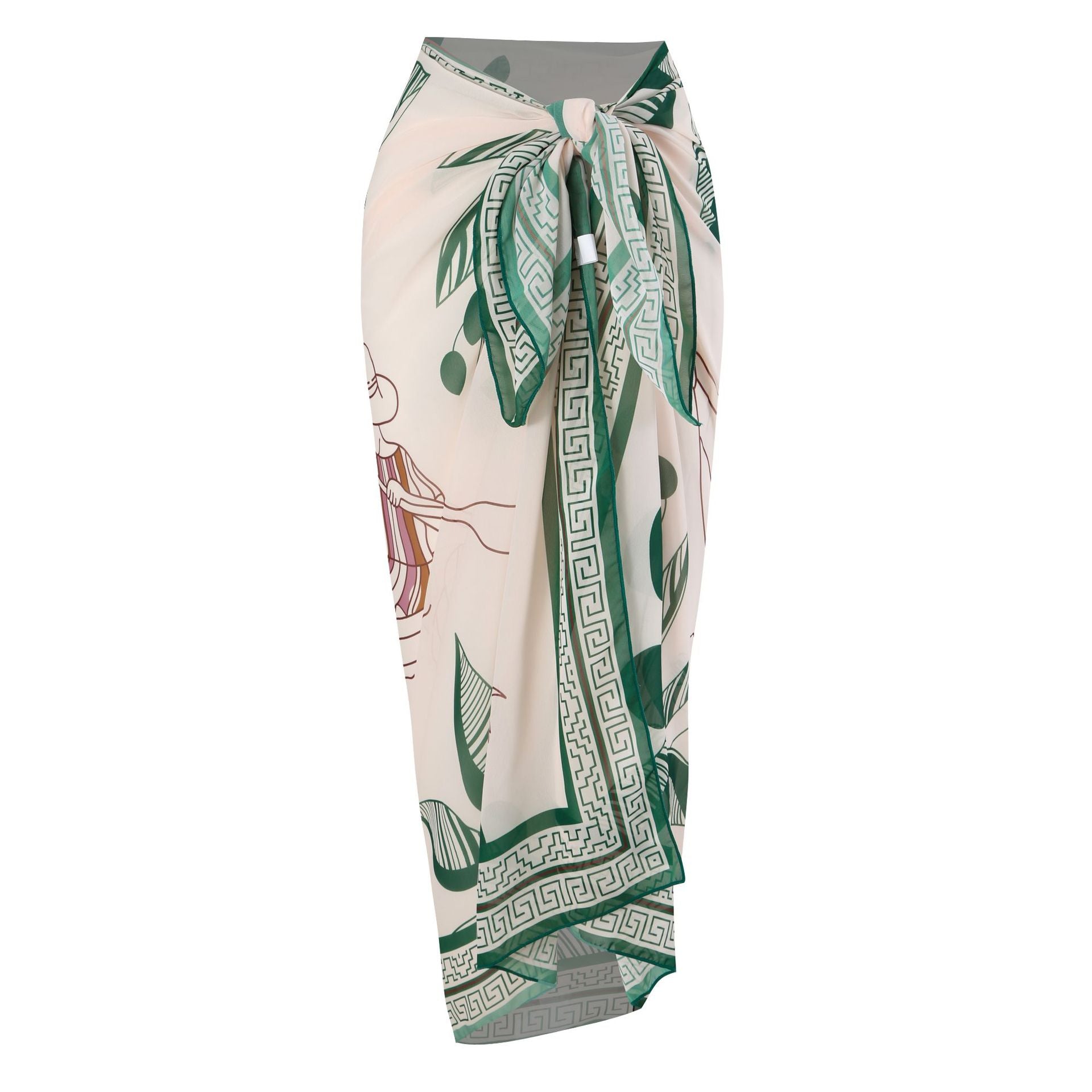 Monokini Solid Color Swimsuit with Floral Sarong By Sinderella