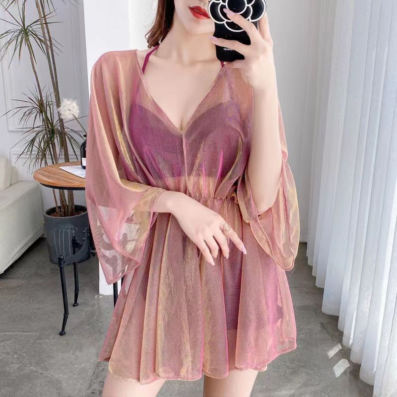 Moondust Sheer Flowy Beach Cover-Up with Balloon Sleeves Swimwear By Sinderella
