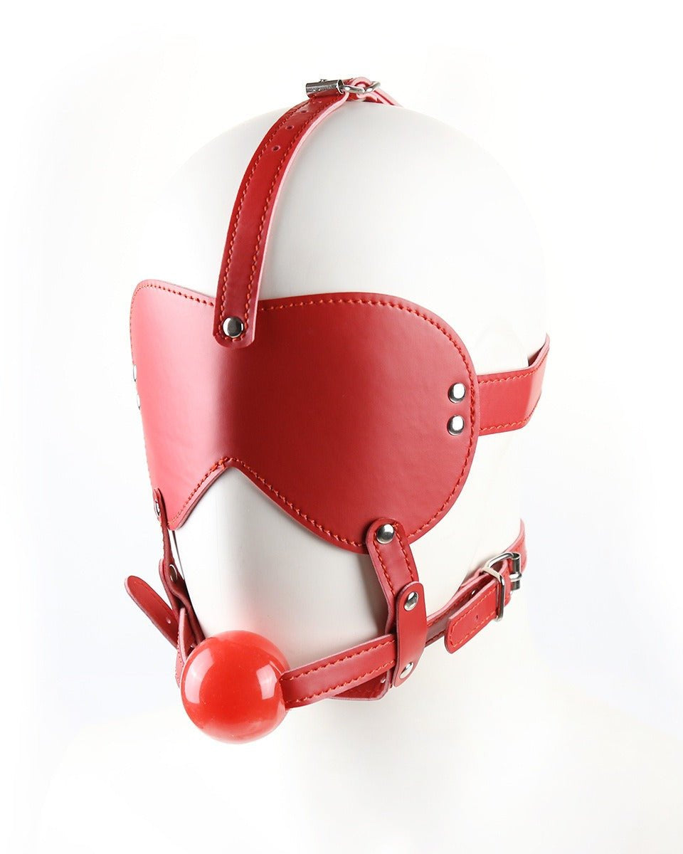 Blind Trust Gag Leather Bondage Mask with Ball Gag & Blindfold