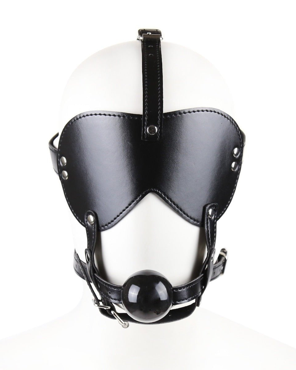 Blind Trust Gag Leather Bondage Mask with Ball Gag & Blindfold