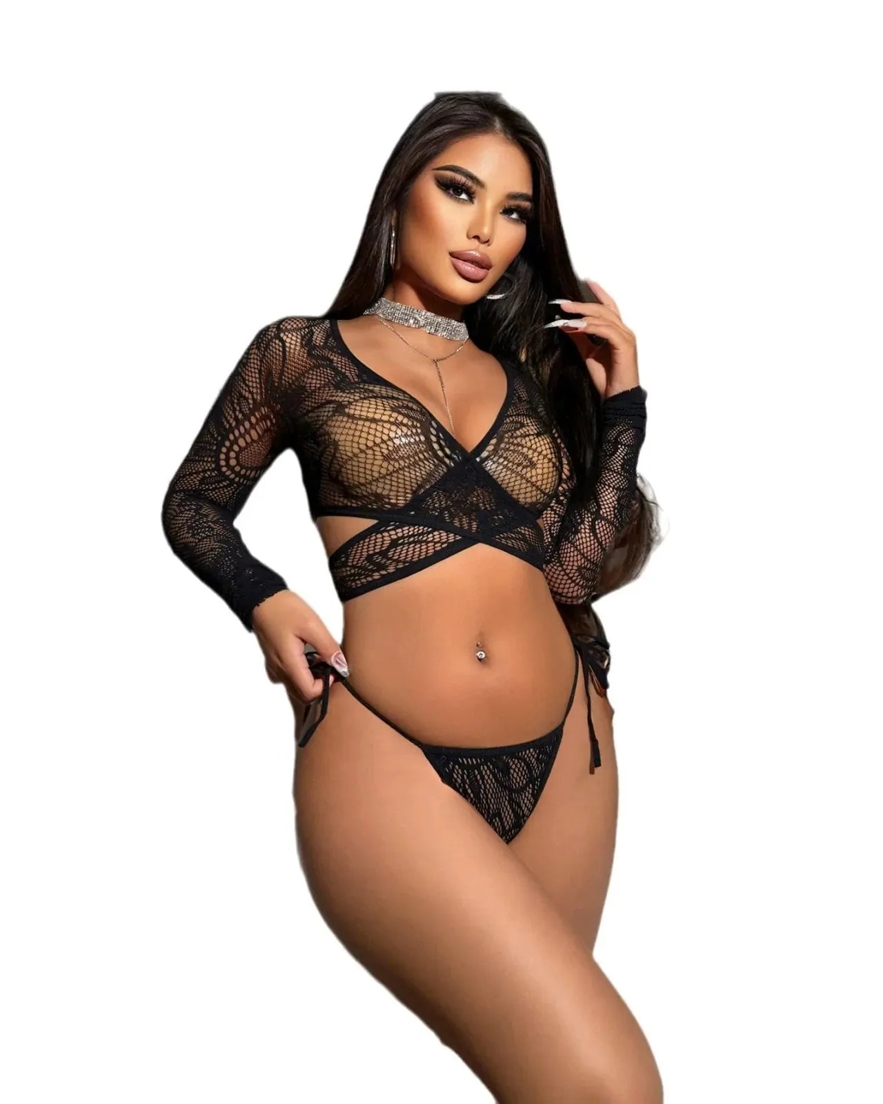 Confidently Controversial Lace Tie-Side Bodystocking