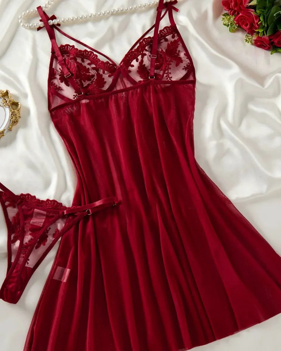 High Stakes Seductress Sheer Lace Babydoll Lingerie