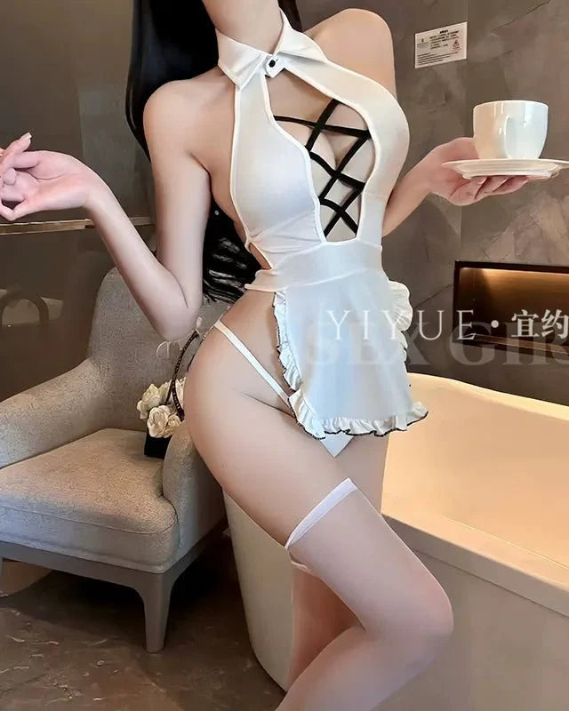 Minimal But Fatal Lace-Up Halter Lingerie