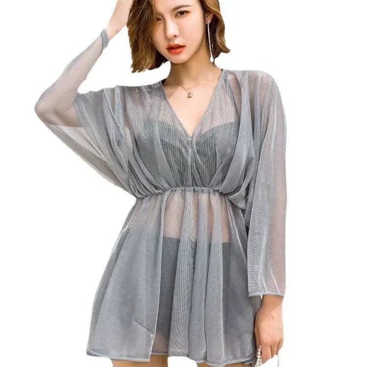 Moondust Sheer Flowy Beach Cover-Up with Balloon Sleeves Swimwear By Sinderella