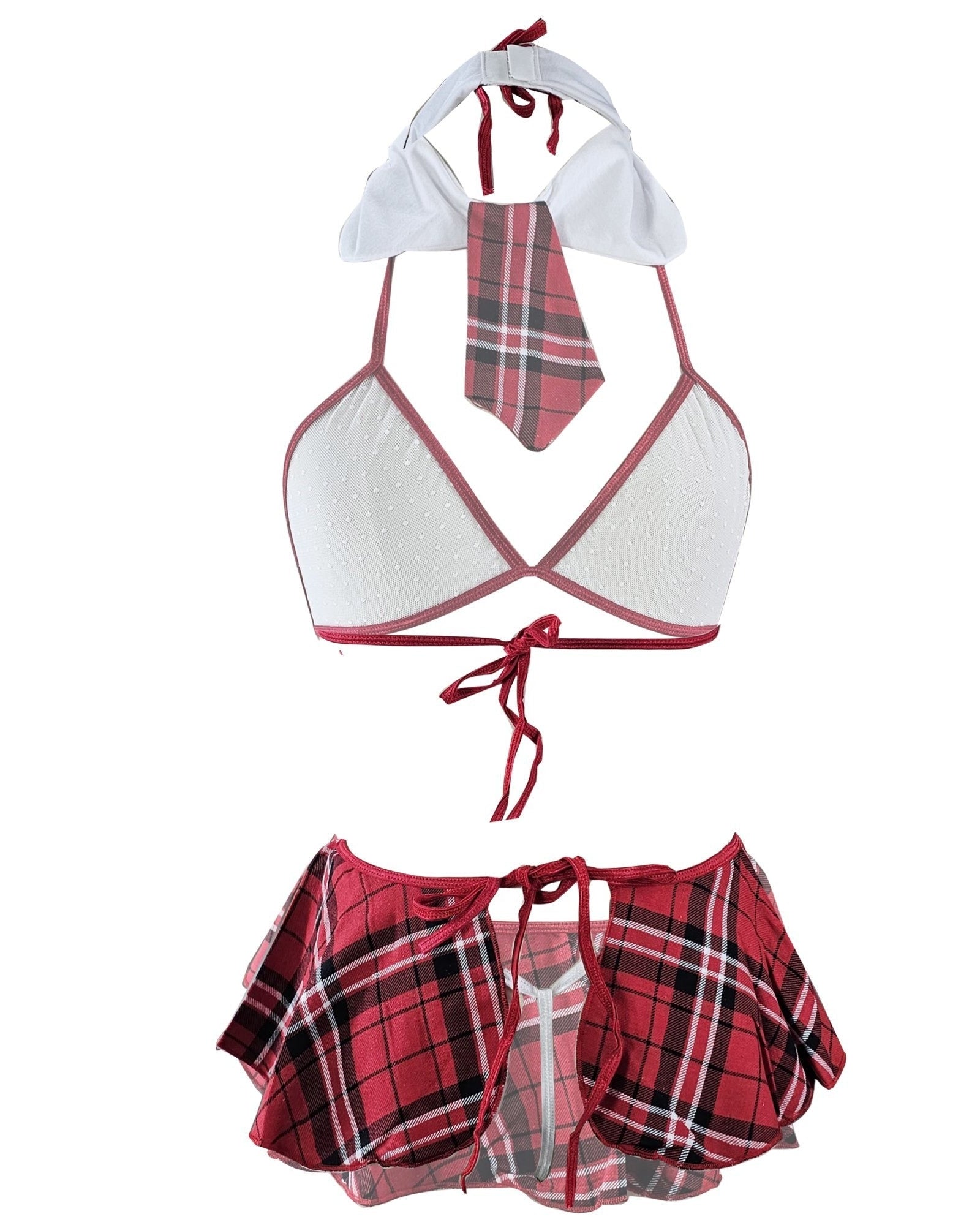 Playtime in Plaid Schoolgirl Lingerie