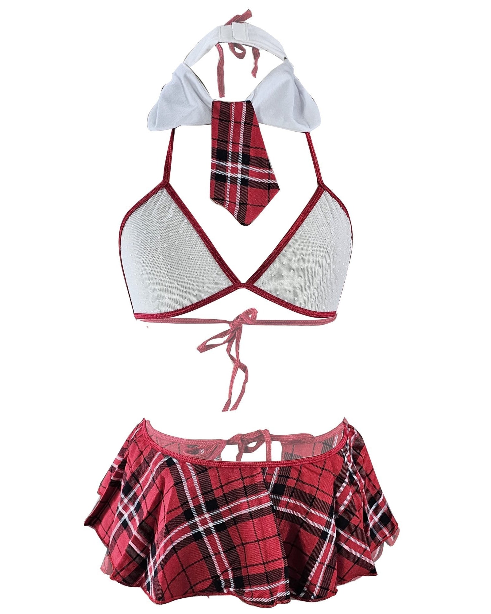 Playtime in Plaid Schoolgirl Lingerie