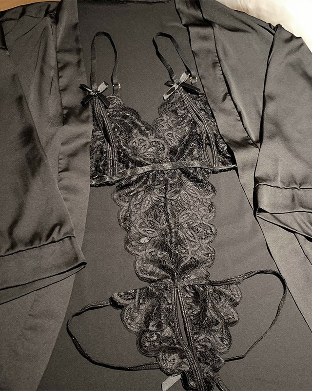 Secret Desire Strappy Lace Teddy Bodysuit Lingerie