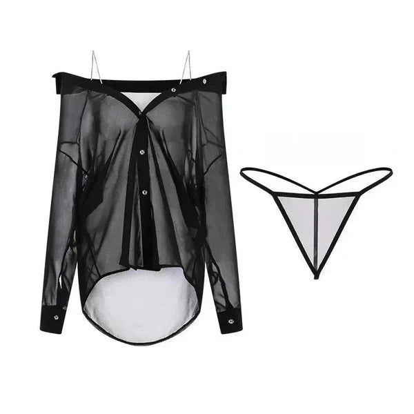 Ayleen Mesh Two Piece Ling..' (Black)