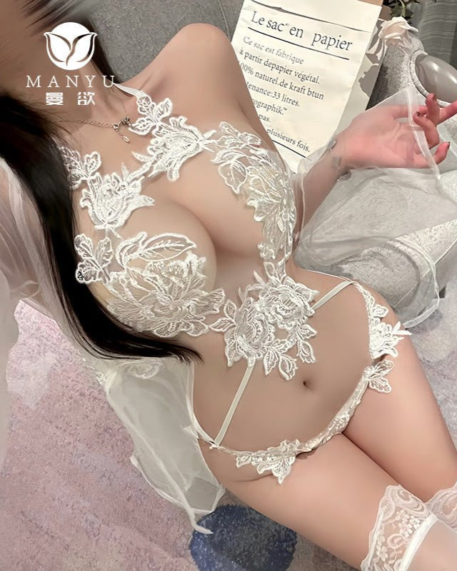 Reckless Nights Lace Blossom Sheer Lingerie Set
