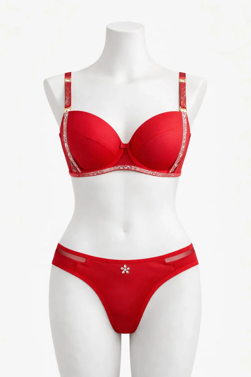 Elegant Double Padded Push-up Lace Bridal Bra