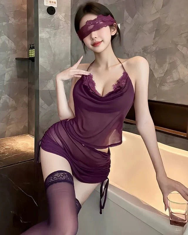 Slow Burn Seduction Sheer Ruched Slip Lingerie