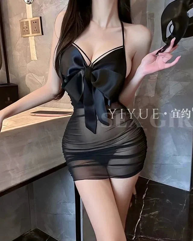 That One White Bow Bodycon Mini Lingerie